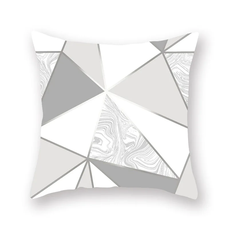 Полиэфирное волокно серебристо-серая Подушка с геометрическим рисунком чехол диванная подушка домашний декоративный чехол на подушки
