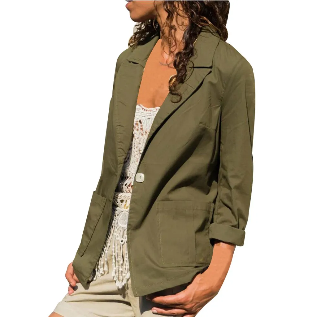 

CHAMSGEND Fashion Women Loose Long Sleeve Solid Color Cotton And Linen Cardigan Tops Coat coats jackets large size women