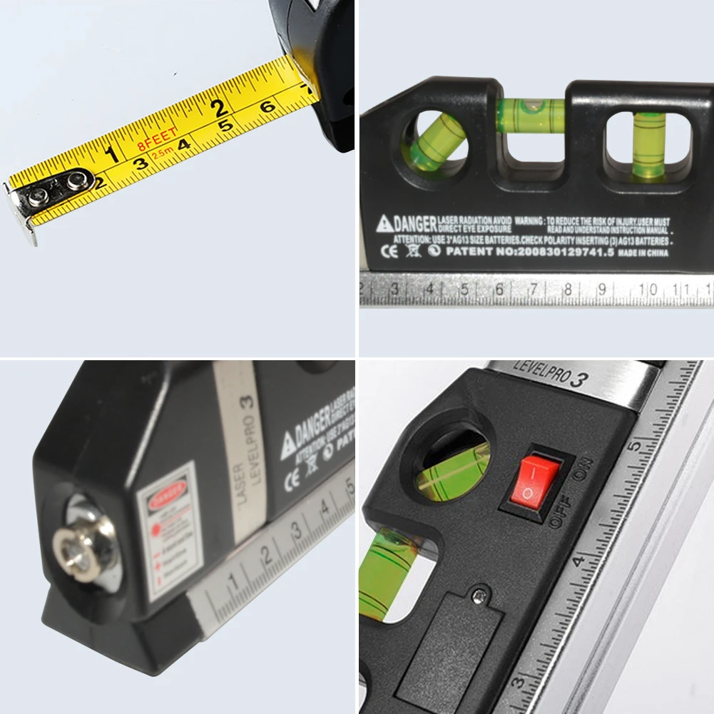 1 шт. Многофункциональный Уровень лазерный Горизонт Вертикальная измерительная лента выравниватель пузырьков линейка горизонтальные лазеры поперечные линии инструмент