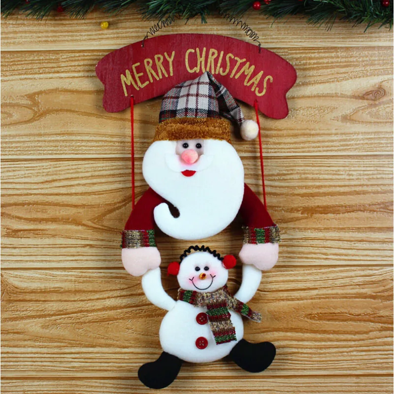 Navidad, Рождественское украшение, Рождественский венок, фланелевый, Рождественский Санта-Клаус, снеговик, висят на двери, Рождественские декоративные принадлежности