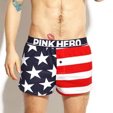 Pink Heroes Для мужчин нижнее белье доска Шорты мода Европы и Америки Amerrica Стиль печатных Для мужчин трусы-боксеры с изображением Шорты хлопок Для мужчин Cuecas