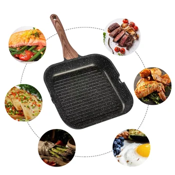 

Hanging Heat Resistant With Pour Spouts Household For Stove Tops Nonstick Coating Aluminum Portable Easy Clean Grill Pan Kitchen