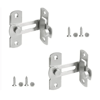 

2Set 90 Degree Stainless Steel Door Latch Right Angle Sliding Door Lock Latch Screw Locker Hardware Accessories