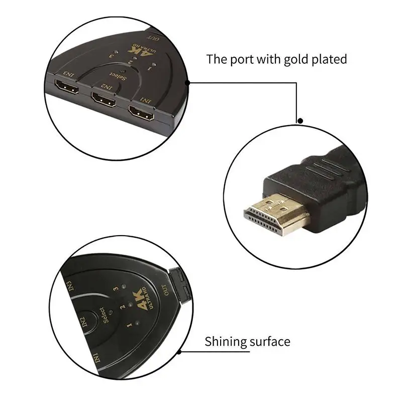 4K 3D Mini 3 порта HDMI коммутатор 4K HDMI сплиттер 1080P 3 в 1 выход порт концентратор для DVD HDTV для Xbox PS3 PS4 r30