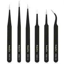 Dusco. E 6 шт. BGA точный ESD Пинцет Набор из нержавеющей стали антистатические пинцеты инструмент для ремонта паяльная станция сварочная помощь