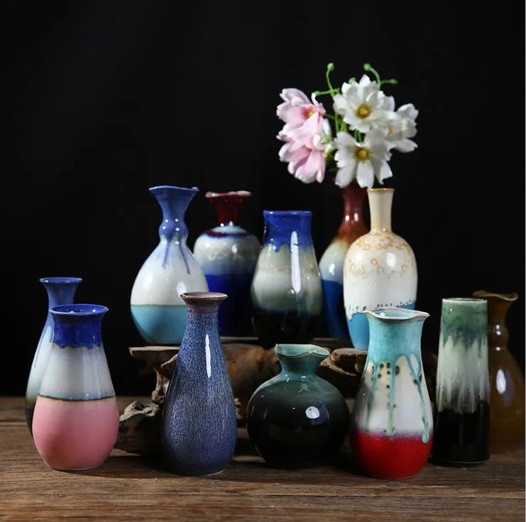 

Porcelain Flower Vase Ceramic Arts And Crafts Home Office Tabletop Decoration Art Crafts Style DIY Vase Gift Collection Level