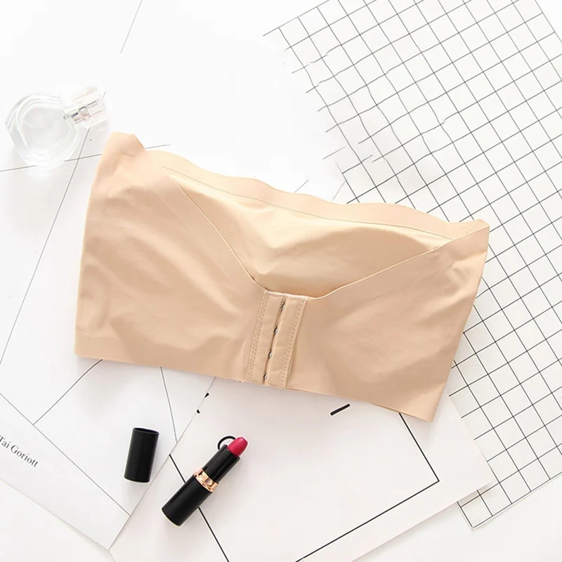 Для женщин бесшовный невидимый бюстгальтер сексуальное женское белье женский бюстгальтер застежкой-молнией на спине, без бретелек Push Up кроп-топы