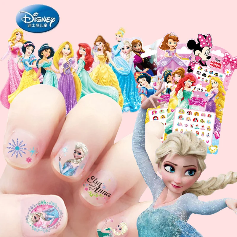 

Disney Girls Frozen 2 Elsa Anna Makeup Nail Stickers Toys Snow White Sofia Princess Mickey Minnie Kids Cartoon Toy Decor
