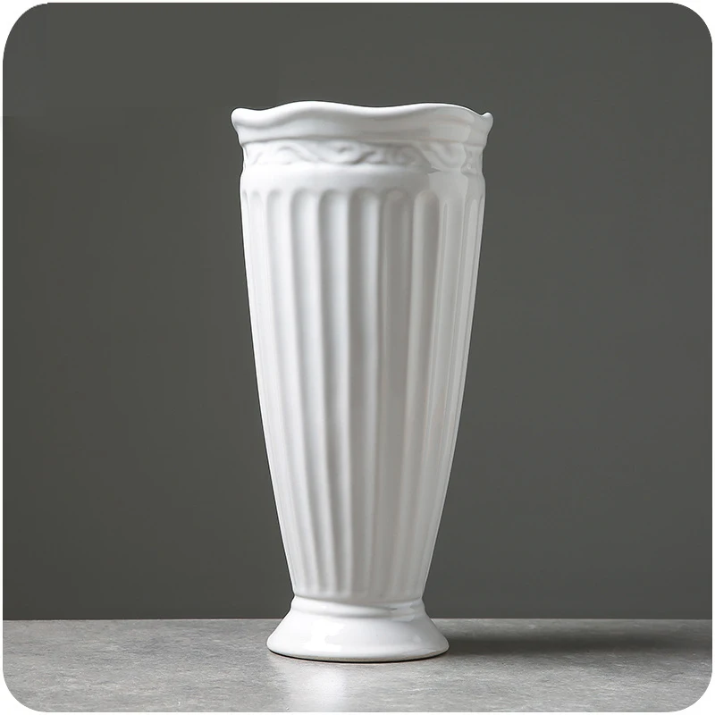 Классическая белая керамическая ваза в скандинавском стиле, китайская художественная Ремесла, Декор из фарфора для декора; ваза с цветами, домашняя Свадебная ваза, подарок