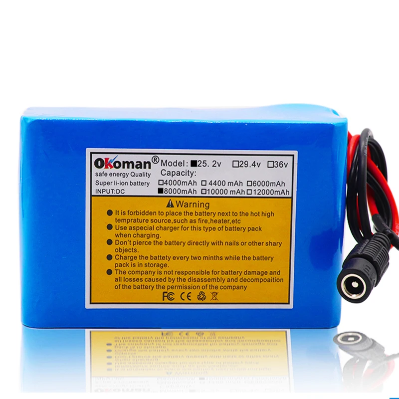 Okoman 24V 8Ah 18650 литий-ионный аккумулятор Батарея пакет 25,2 8000 мАч Электрический велосипед мопед/Электрический/литий-ионный Батарея пакет