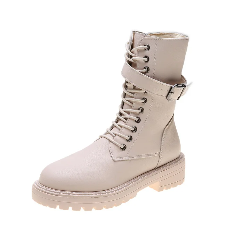 Женские ботинки на платформе; сезон весна-осень; Zapatos de mujer; модные однотонные Ботинки martin с круглым носком; повседневные мотоциклетные ботинки