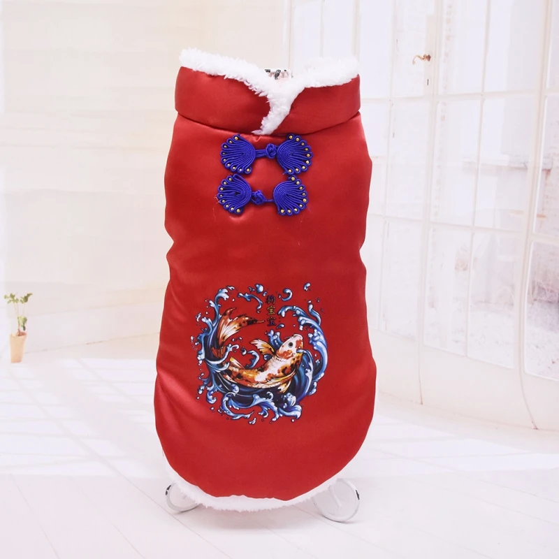 Домашний зимний комбинезон для собак, питомцев, китайский традиционный стиль, хлопковый мягкий теплый костюм с пальто без рукавов для собак XXL