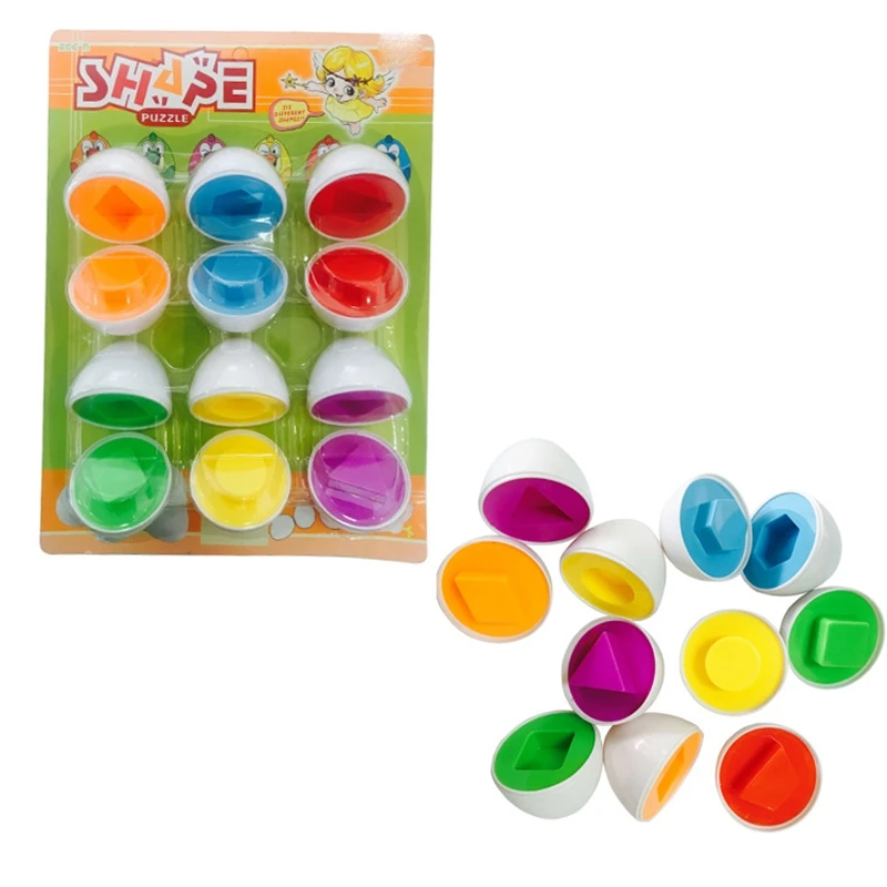 6 eggs/set Shape Puzzle Game Funny Smart Egg Toy Educational IQ Brain Teaser Kid Boy and Girl Children Test
