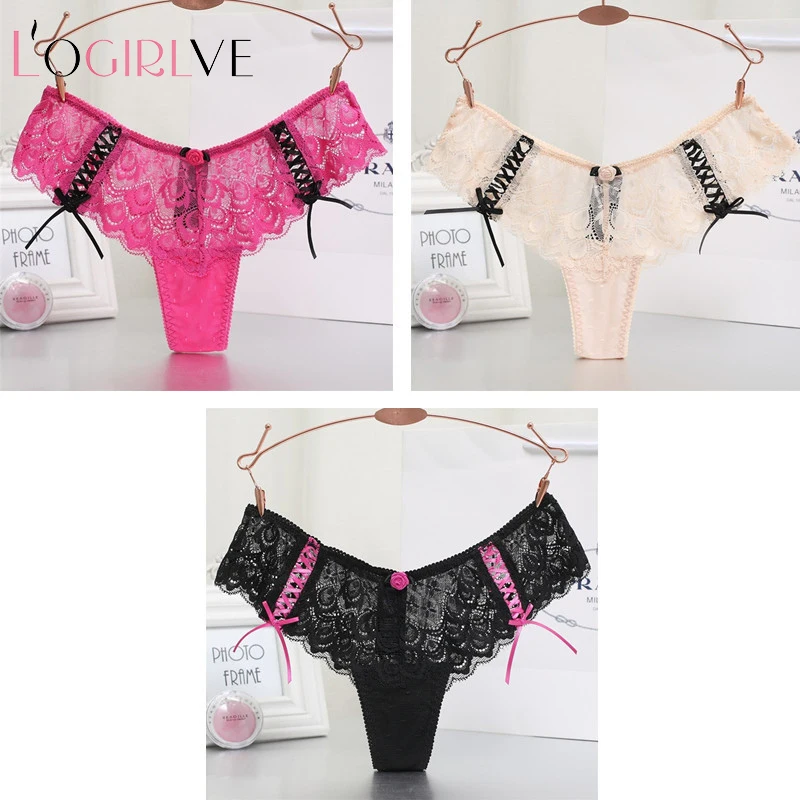 Logirlve 3 предмета в комплекте нижнее белье кружевное Дамское стринги с низкой