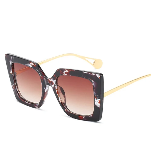 New Square Sunglasses Women Luxury Brand Designer Sun Glasses Vintage Shades For Woman Sunglass Ladies Flowers Sunglases - Lenses Color: C6 floral tea