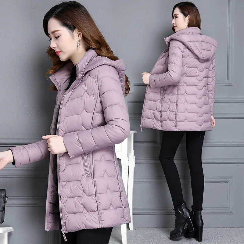 

Mid-length Simple Warm Cotton Coat 2019 Winter New Style Korean-style Slim Fit Slimming Long Sleeve Hooded Fashion Cotton-padded