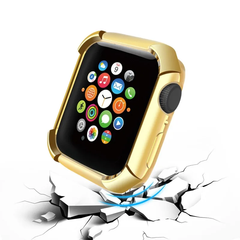 Золото Силиконовый чехол для Apple Watch, 40 мм, 44 мм, корпус из ТПУ, ударопрочный, мягкий чехол для iWatch Series 4, чехол - Цвет: Золото