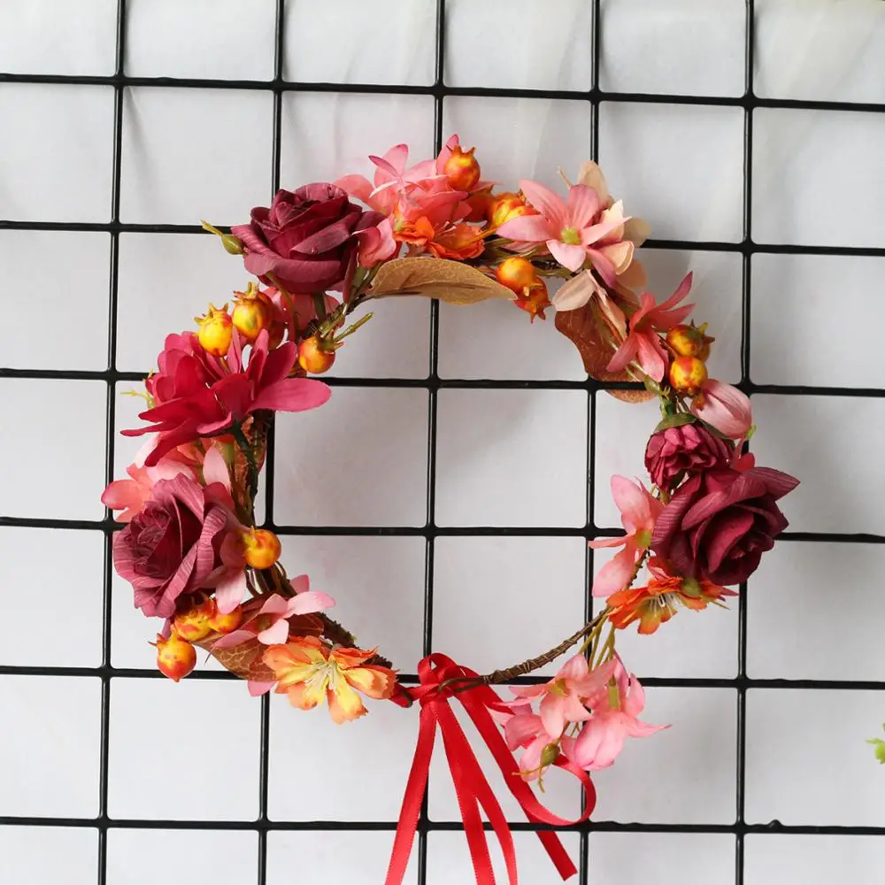 Flower Crown Wedding Bohemian Wreath Hairband Party Floral Girl Hair Accessories Flower Headband Garland Headpiece