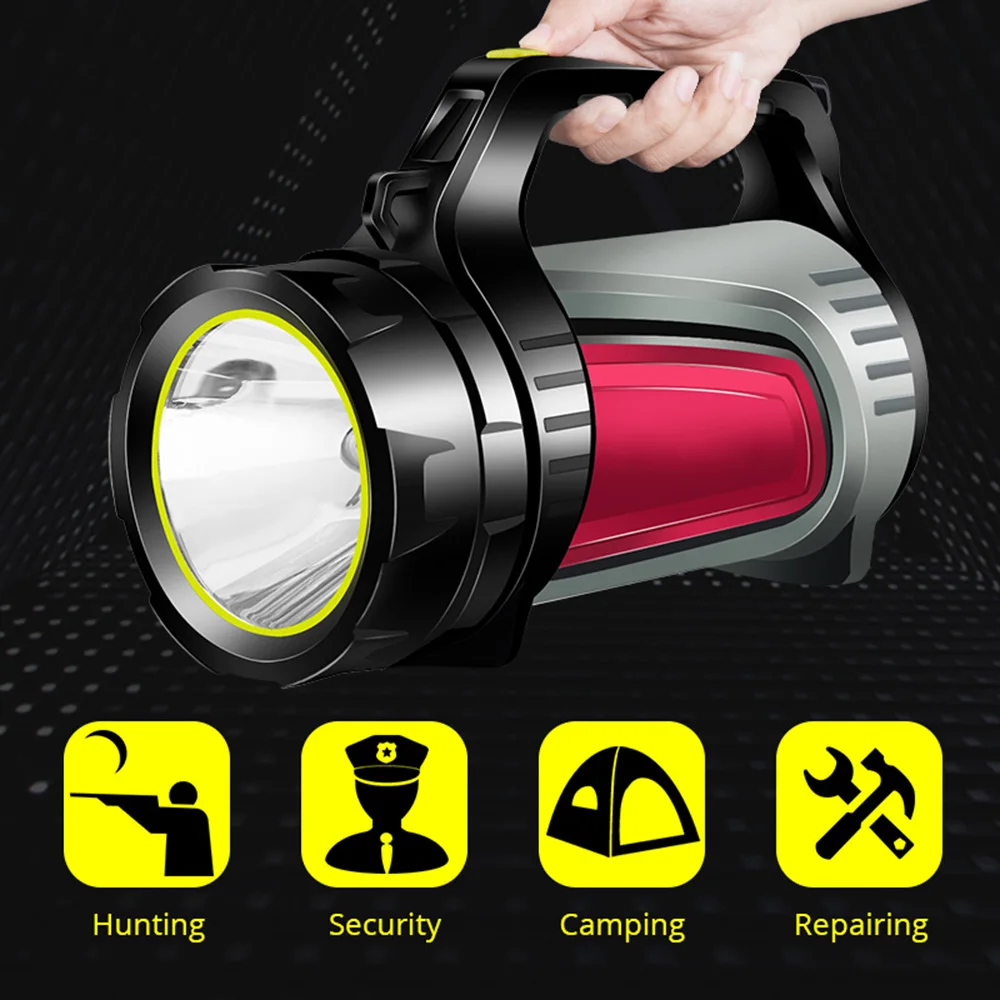 

10W Super Bright Outdoor Handheld Portable USB Rechargeable Flashlight Torch Searchlight Multi-function Long Shots Lamp NEW