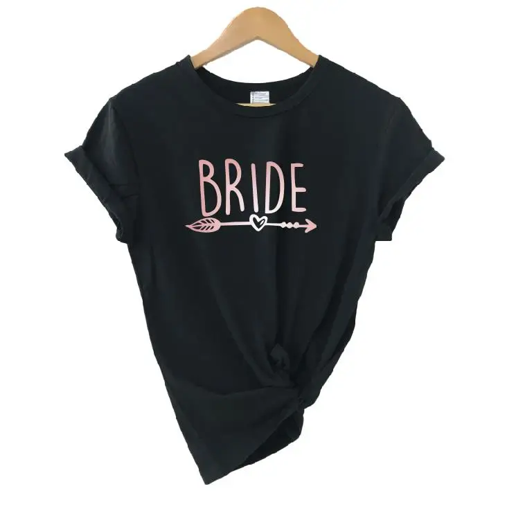 black rosegold BRIDE Дизайнерские вечерние футболки для девичника, женские футболки для невесты, повседневные женские топы с коротким рукавом - Цвет: black rosegold BRIDE