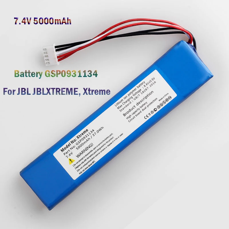 Cena Tinfence 3.7V 3000mAh bateria do JBL klapki 4 3 7.4V 5000mAh Xtreme szary litowo polimerowy akumulator głośnik bluetooth GSP872693
