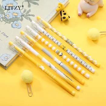 

6Pcs/Set 0.5mm Black Ink Elk Gel Pen Creative Kawaii Plastic Gel-ink Pens for Office School Supplies Student Writing Stationary