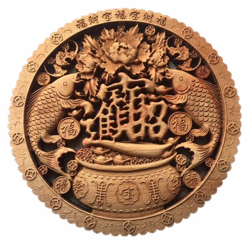 Solid Wood Carving Craft Gift, Home Auspicious Decoration, 26.8cm 5