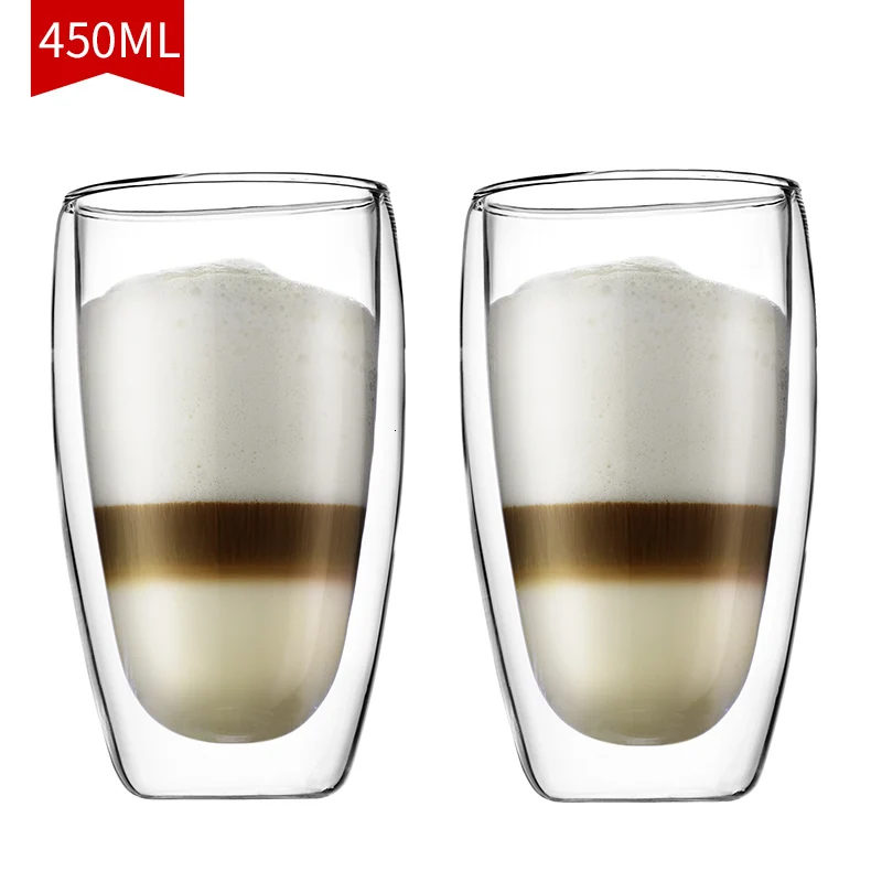 2 Pieces 2 шт. 450 мл Bodum двухслойные вакуумные дизайнерские анти-ожоги трафареты для торта кофе кружка для сока чашка для завтрака мороженое пивное стекло - Цвет: 2 Pieces
