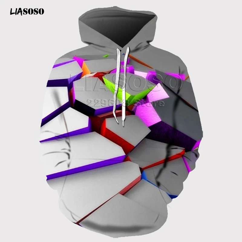 LIASOSO, стиль, 3D толстовки, мужские/женские, цветные, психоделические, цветные, 3d принт, мужские толстовки с капюшоном