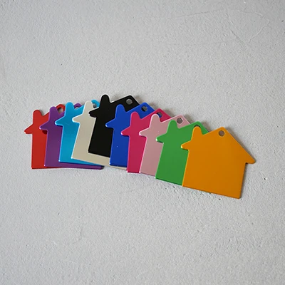 100pcs Wholesale house-shaped dog ID tags blank nameplate puppy cat pendant engraved name logo cute collar dog tags accessories - Цвет: Mix Colors