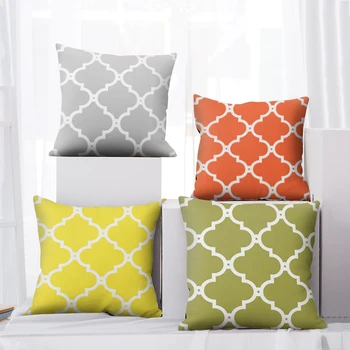 

4Pcs/Set New Geometric Printed Pillow Case Cusion Cover Gray Waist Square Polyester Linen Pillowcase 45cm*45cm