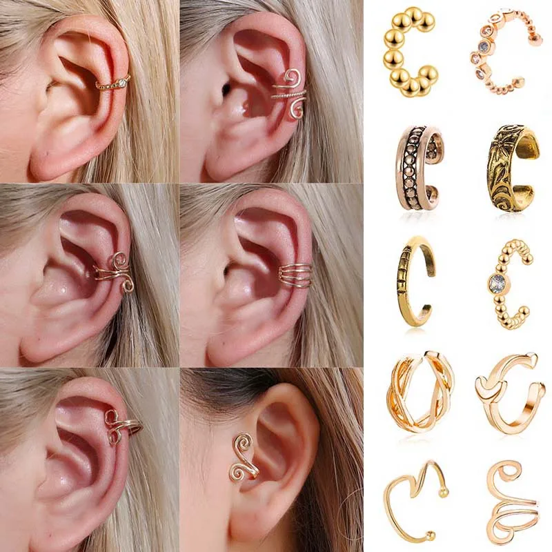 

Vintage Ear Clip for Women 1Pc Simple U-Shaped Ear Cuff No Piercing Gold Punk Ear Clips On Earrings Personality Fashion Jewelry