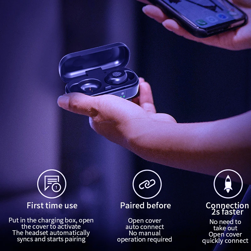 V8 Bluetooth Gameing Headset Binaural Ultra small English TWS Custom Power Display Touch 5 0 for Iphone Huawei Xiaomi samt phone