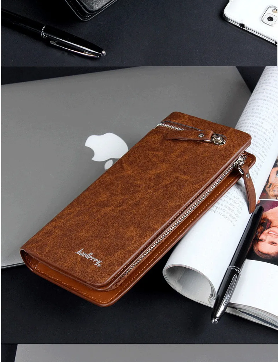 Мужские кошельки baellerry из искусственной кожи на молнии, карман для телефона, кошелек, держатель для карт, английский стиль, мужской кошелек, черный, высокое качество, мужской кошелек