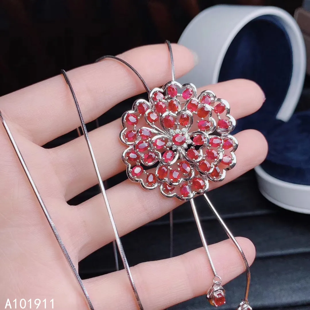 KJJEAXCMY ювелирные украшения 925 стерлингового серебра, инкрустированные с натуральным Рубином, свитер цепь ожерелья с подвесками женский Поддерживает тест Популярные