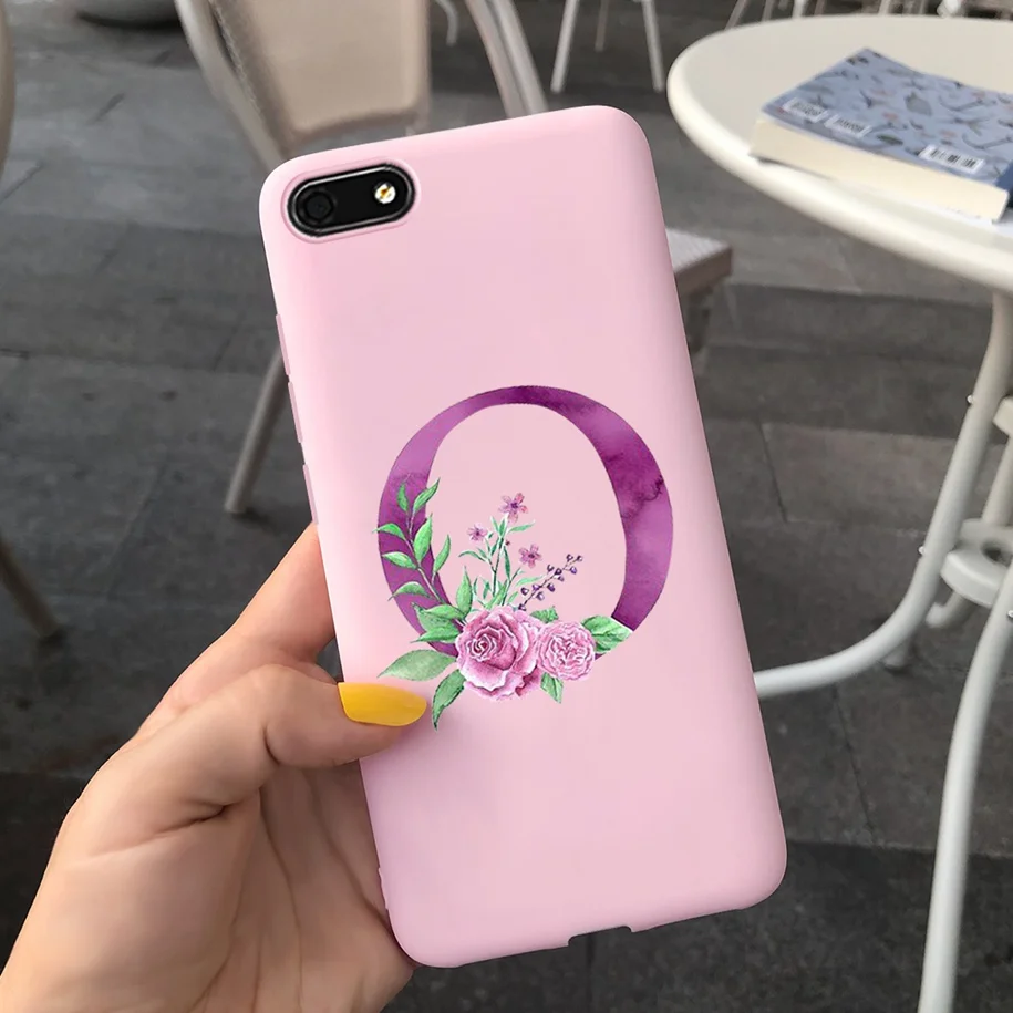 Chic Alphabet Flower Silicone Phone Case - Soft Touch Black Pink Matte TPU Cover