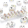 100pcs 6x6x3mm Mixed Color Square Brass Rhinestone Beads Spacer Beads for Jewelry Making DIY Bracelet Necklace Findings Hole 1mm ► Photo 2/6