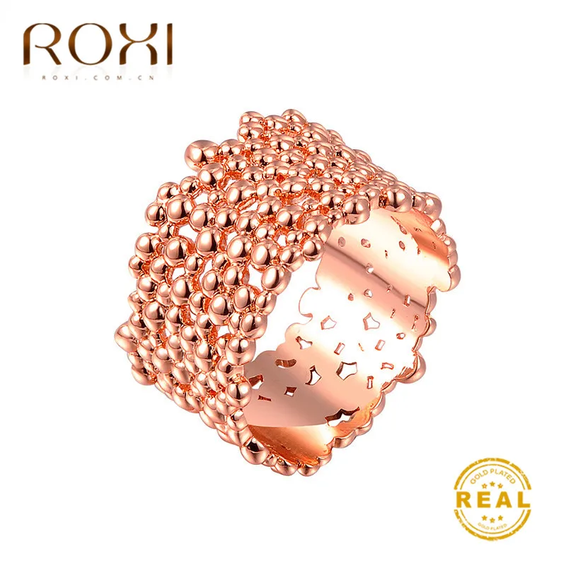 ROXI 13 мм; Не линяет; классические обручальные кольца 1,3 см в ширину цвета: золотистый, серебристый Обручение кольца коктейльное ювелирные изделия на безымянный палец древесной коры поверхности - Цвет основного камня: Rose gold
