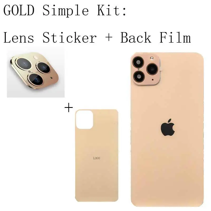 Gold-Simple-Kit Для iPhone X XS MAX XR секундная смена 11 PRO для Apple iPhone 11Pro MAX наклейка на рассеиватель Модифицированная крышка камеры титановый сплав 10 - Цвет: Gold-Simple-Kit