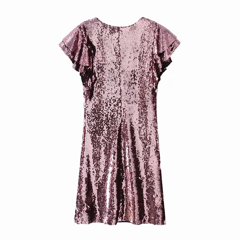 AliExpress EBay, стиль, Европа и Америка, женское платье, с блестками, ламинированное, с коротким рукавом, платье, модная версия