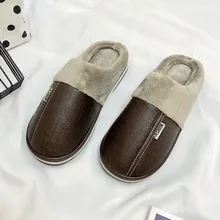 Мужские тапочки; большие размеры; Водонепроницаемая домашняя обувь; бархатная теплая обувь; хлопковые тапочки; chausson homme hiver; обувь;# BY30