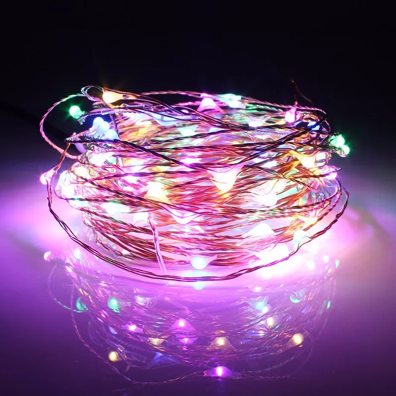 10 м 100LED солнечная медная проволочная гирлянда Праздничная наружная 1,2 в 1000мА Свадебная декоративная струнная лампа