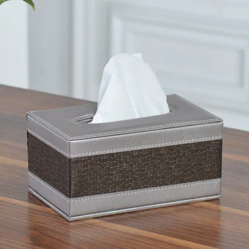 

Leather tissue box rectangular square pen remote control storage box napkin holder dispenser cover box MJ710