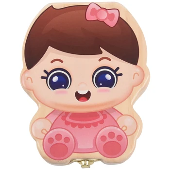 

Baby Tooth Box Kids Organizer Milk Teeth Wooden Storage Baby Teeth Box For Boy Girl Save Teeth Umbilical Cord Lanugo,Pink