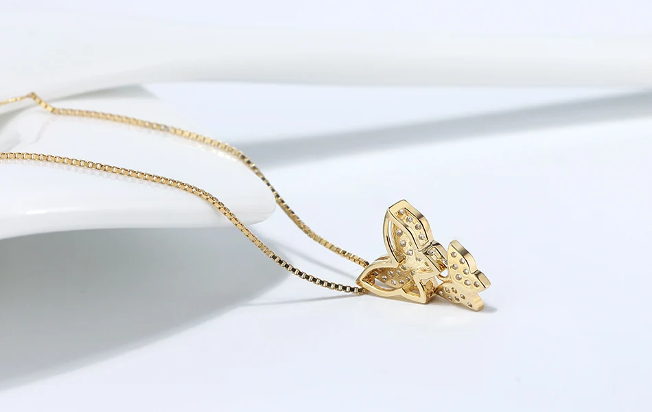 ORSA JEWELS Lovely Two Butterflies Pendant Necklace 925 Sterling Silver Cute Pendant Necklace AAAA Zircon Genuine Jewelry SN191
