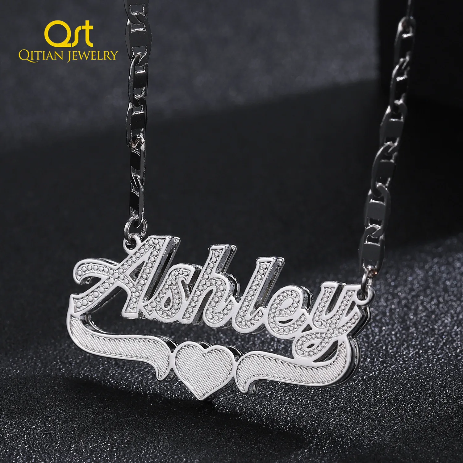 Customized Name Necklace Double layer Plated Nameplate 3D Personalized Choker Charm Gifts For Women | Украшения и аксессуары