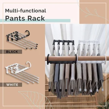 5 in 1 Pant Rack Hanger for Clothes Organizer Multifunction Shelves Closet Storage Organizer StainlessSteel Folding clothes hang - Image 5