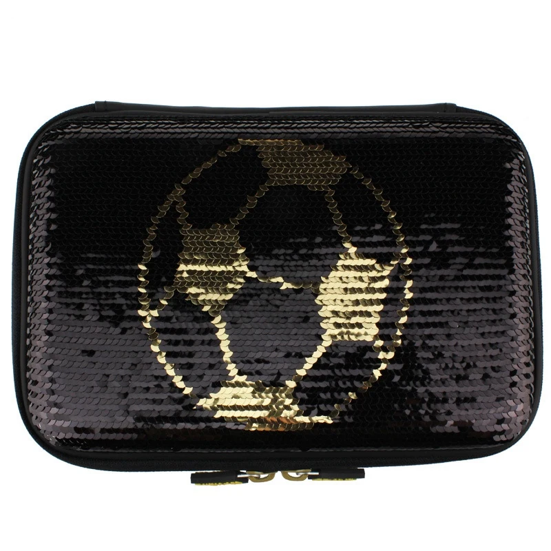 

New Sequins Pen Boxes School for Boys Eva Pencil Case Big Football Brush Pot Pencil Cartridges Cartoon Pen Bag