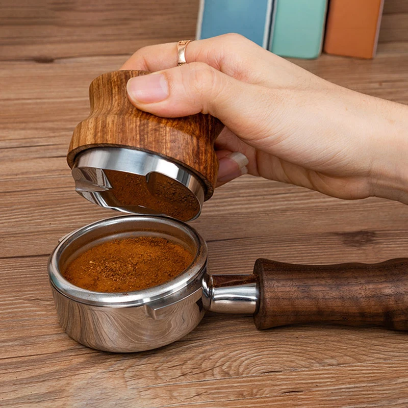 51mm manomissione del caffè manufatto per caffè in polvere in legno di sandalo rosso in acciaio inossidabile compattatore per polvere pressione Espresso manomissione manomissione della pressione 