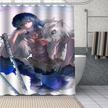 

Kimetsu no Yaiba Custom Pattern Polyester Bath curtain Waterproof Shower Curtains DIY Bath Screen Printed Curtain for Bathroom